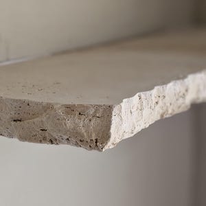 travertine floating shelves, custom natural travertine chiseled Shelf
