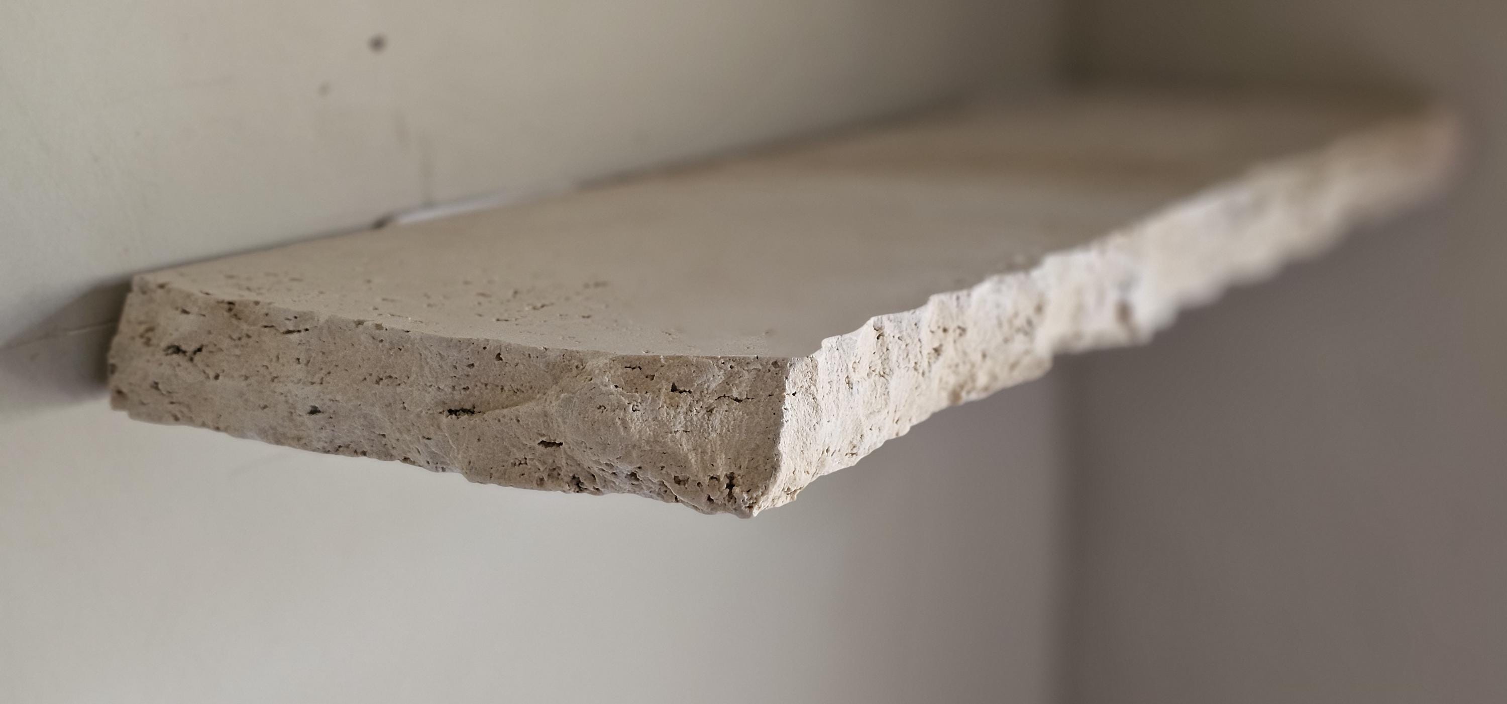 travertine floating shelves, custom natural travertine chiseled Shelf