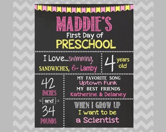 First Day of School Sign, Chalkboard School Poster