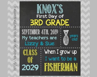 First Day of School Sign, School Chalkboard Sign, Personalized, Digital File