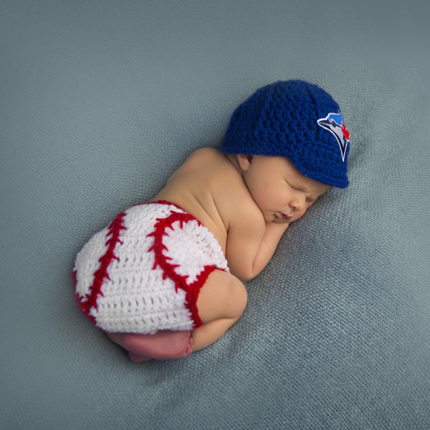 Toronto Blue Jays Crochet Hat With MLB Patch and Baseball 