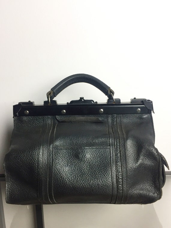 Doctors Bag Black 80 S Bag Steampunk Bag Leather Etsy
