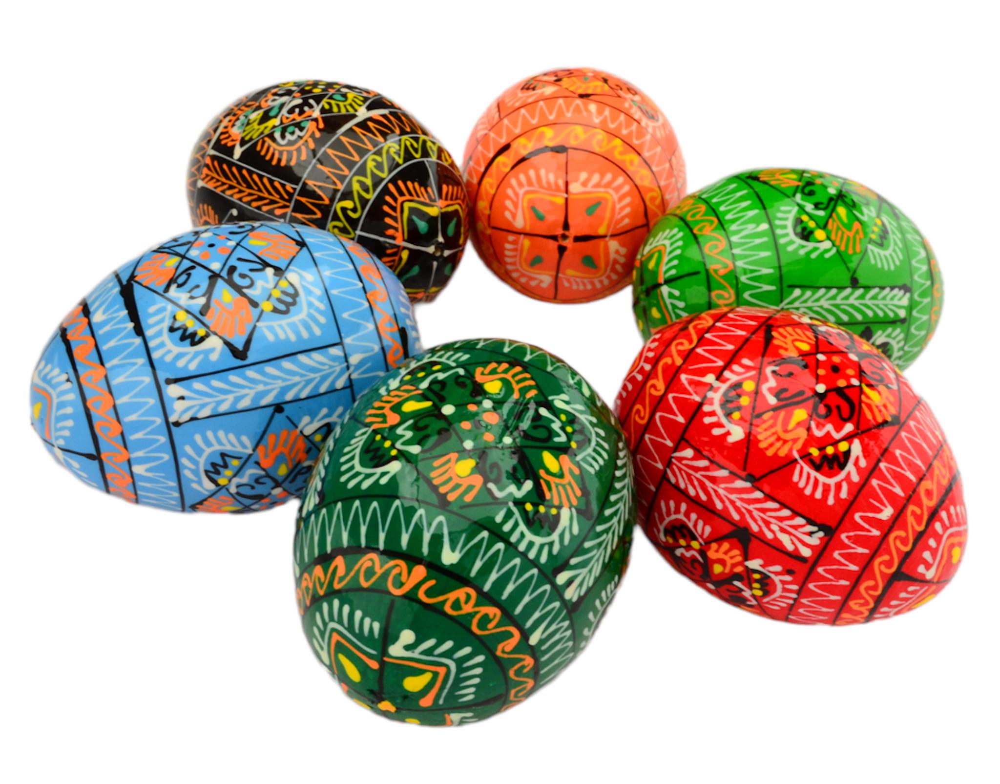 6 Easter Painted Eggs Wooden Ukrainian Pysanky (pysanka). Polish ...