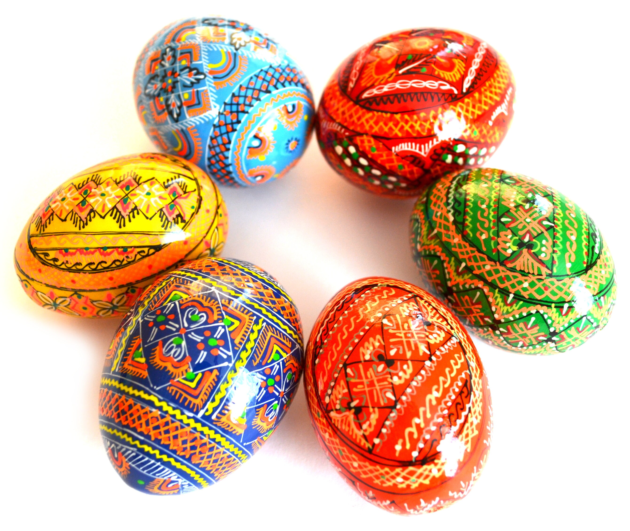 6 Easter Painted Eggs Wooden Ukrainian Pysanky Pysanka. Etsy