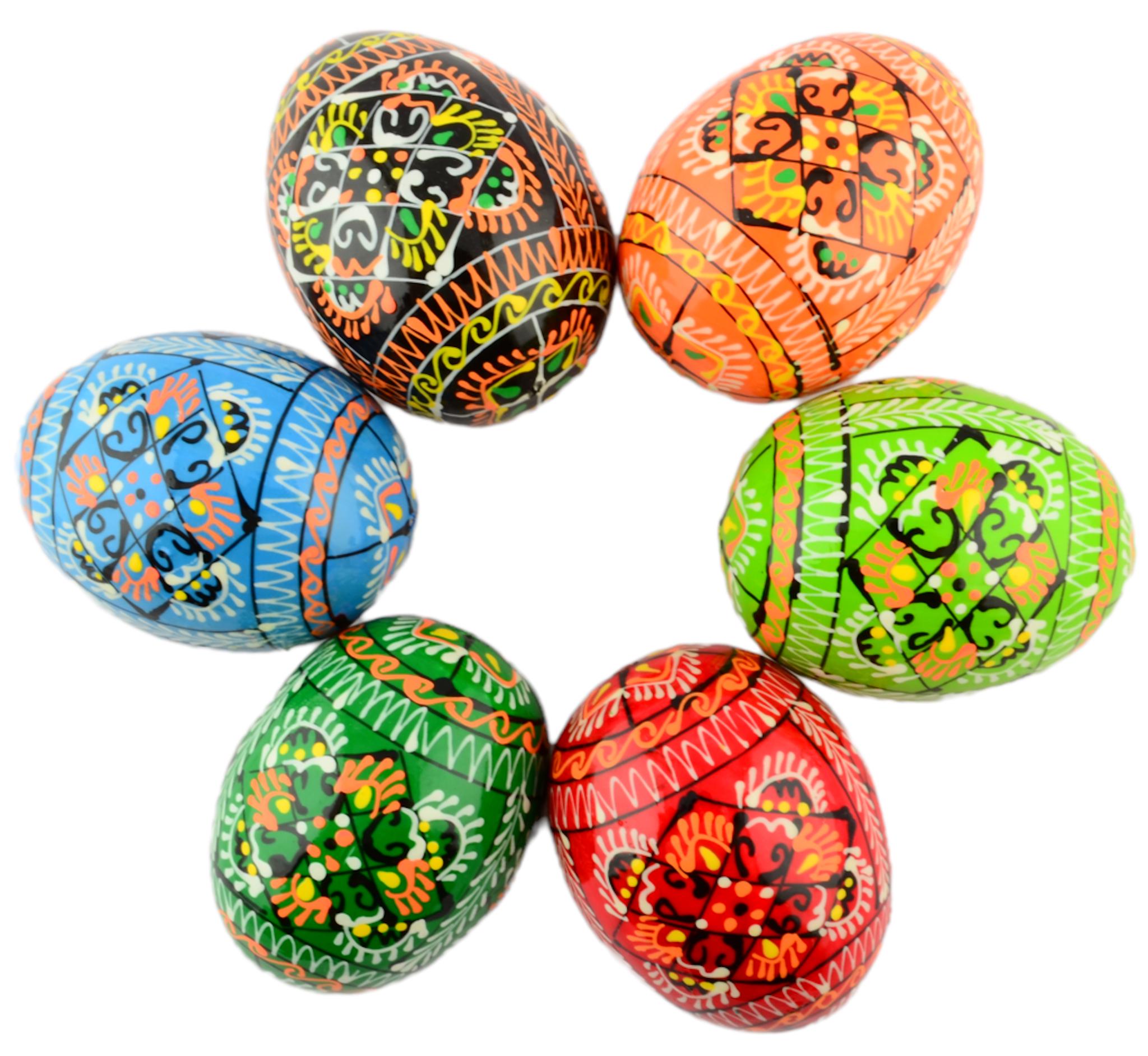 6 Easter Painted Eggs Wooden Ukrainian Pysanky (pysanka). Polish ...