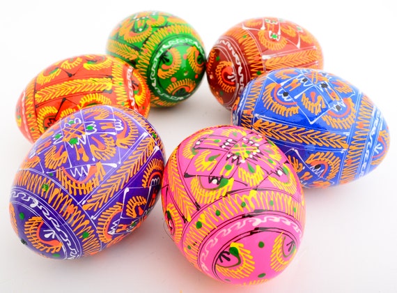 Importer AM Polish Easter Handpainted Wooden Eggs (Pisanki), Set of 6