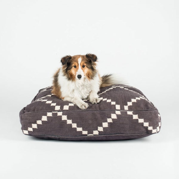 Gray and White Geometric Square Dog Bed by FILLYDOG