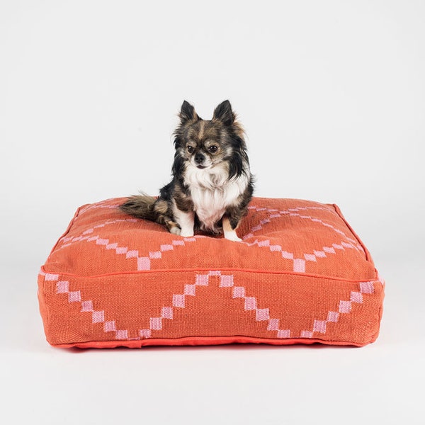 Pink Geometric Square Dog Bed by FILLYDOG
