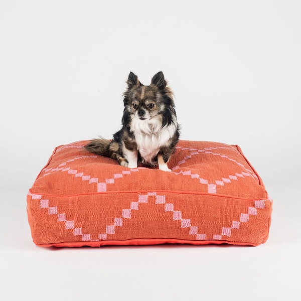 Pink Geometric Square Dog Bed by FILLYDOG