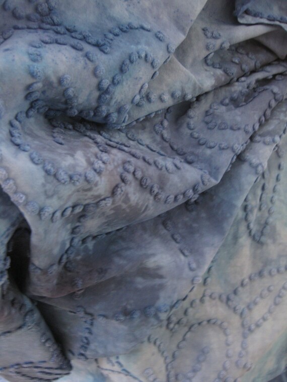 Items similar to Vintage chenille hand dyed twin bedspread, blue
