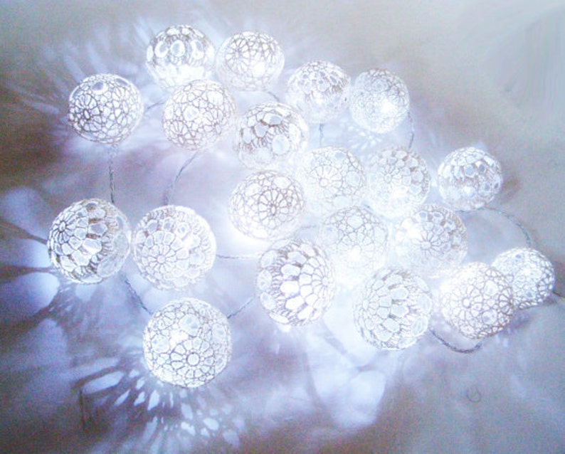 String Lights Fairy Lights Night Lights Bedroom Decoration Nursery lighting 10 Lace Crochet balls garland light image 3