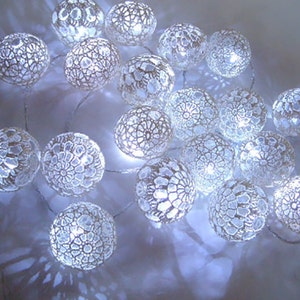 String Lights Fairy Lights Night Lights Bedroom Decoration Nursery lighting 10 Lace Crochet balls garland light image 2