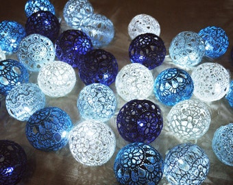 String Lights Fairy Lights Wedding Lighting Night LED Lights Bedroom Decor lamps 20 Crocheted blue shades balls garland light