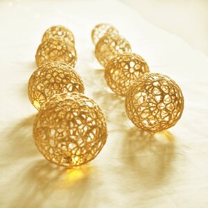 String Lights Fairy Lights Wedding LED Lights, Bedroom Decor lamps, 20 Gold Lace balls, Night Lights garland light