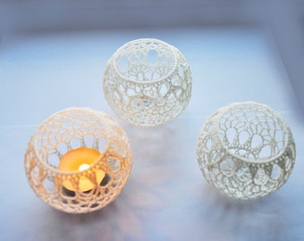 Wedding Table Centerpiece, Lace Candle Holders Set of 5, Wedding Lighting, Ivory Table Decor, Party Wedding Decoration