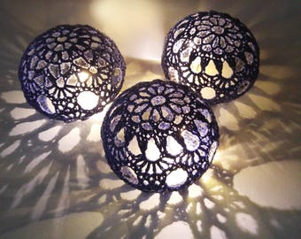 5 Wedding Table Centerpiece, Crochet Table Decor, Wedding LED Lighting, Tealight Shade,  Party Wedding Decoration, Votive Holders, Set of 5