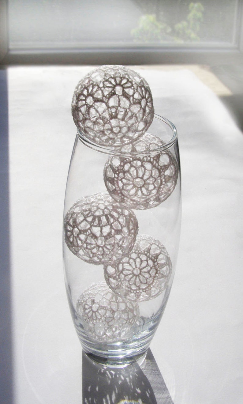 5 Lace Crochet balls Wedding decor idea Vase Filler Etsy
