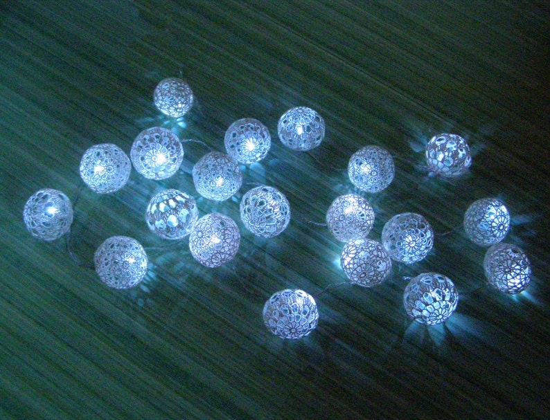 String Lights Fairy Lights Night Lights Bedroom Decoration Nursery lighting 10 Lace Crochet balls garland light image 4