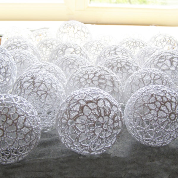 Fairy Lights, String LED Lights, Christmas Lights,  Wedding lighting Bedroom decoration, 20 Lace balls