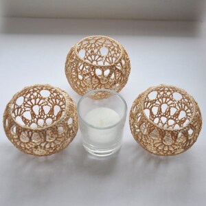 15 Wedding Table Centerpieces Votive Holders Crochet Candle Holders Set of 15 Wedding Lighting Wedding Table Decor Party Wedding Decoration image 2