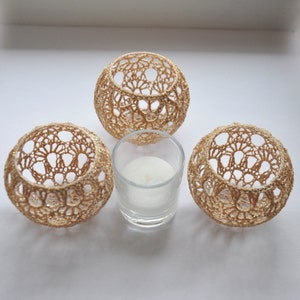 5 Wedding Table Centerpiece Votive Holders Crochet Candle Holders Set of 5, Wedding Lighting, Lilac Table Decor, Party Wedding Decoration image 5