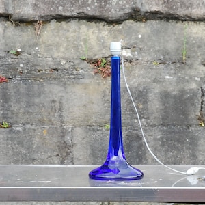 Stunning & Rare Tall Living Room Blue Crystal Lamp - Signed  Daum France - Circa 1970