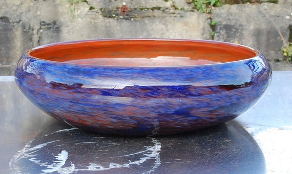 Stunning Large French Art Deco Pâte de Verre Fruit Bowl By Schneider. 1920s.