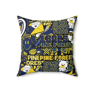 Custom Camp Pillow for Sleepaway Camp Bunk Junk Visiting Day Gift Camp Colors Pine Forest Camper Gift Camp Bedding Boy Girl Camper Gift