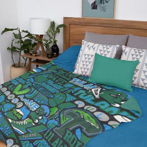Tulane University Blanket Tulane Green Wave Throw College Dorm Decor Game Day Blanket Cozy Throw Tulane Gift College Gift College Bed Party