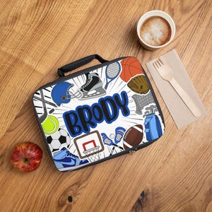 Sac à lunch isotherme de sport personnalisé pour enfants Boîte à lunch d'école Fourre-tout à lunch Cadeau de retour à l'école pour garçons Cadeau pour fan de sport Cadeau d'anniversaire pour enfants