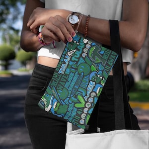 Bolsa de maquiagem personalizada da Universidade Tulane, organizador de viagem para faculdade, presente de formatura Green Wave, bolsa para dia de jogo, festa na cama para faculdade