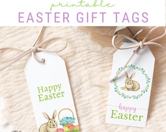 Tag regalo di Pasqua stampabili, tag coniglietto pasquale, buona Pasqua