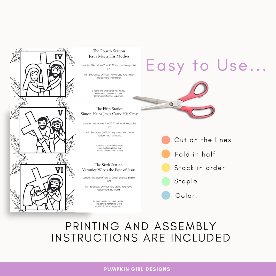 Printable Stations of the Cross Booklet for Kids to Color Etsy