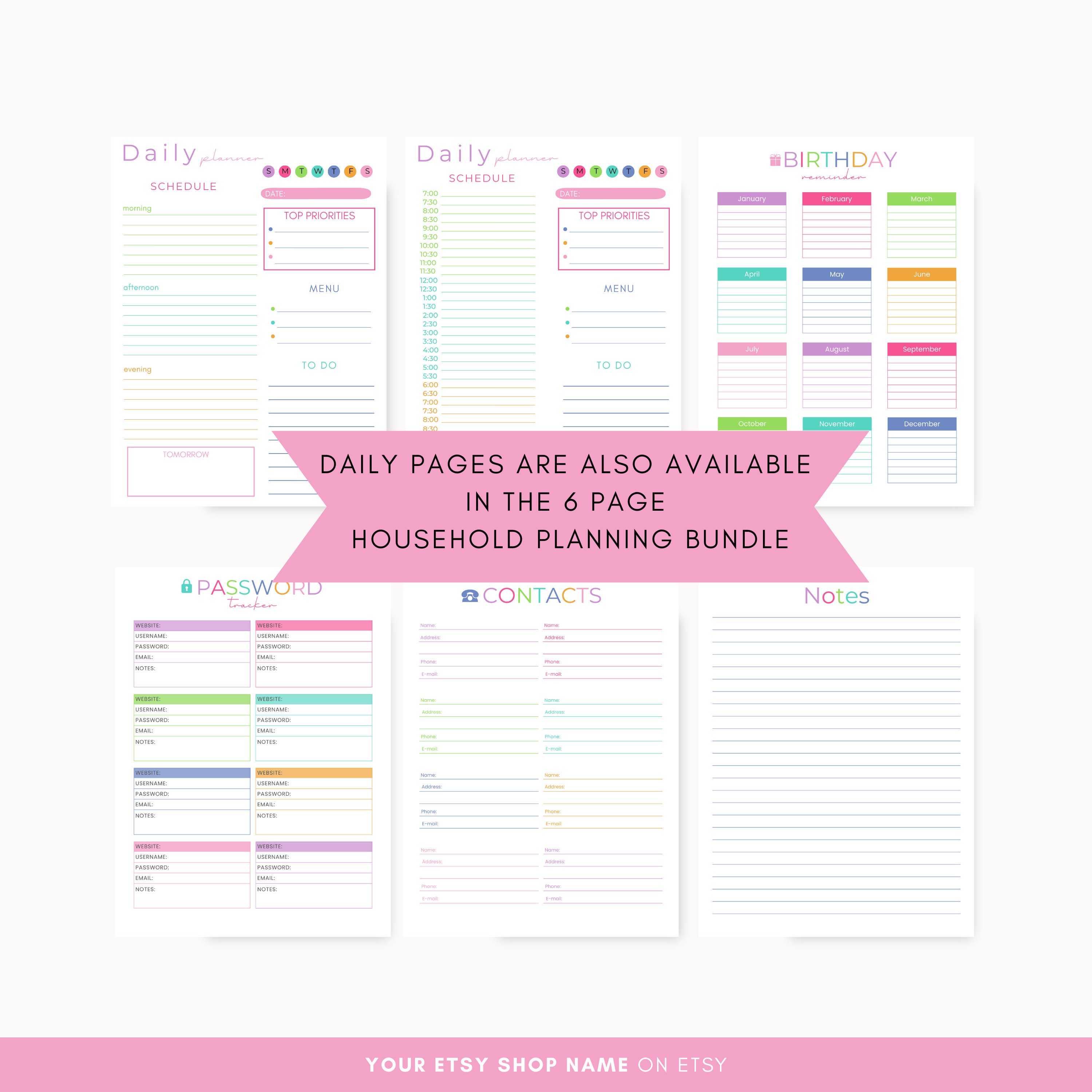 Printable Daily Planner Pages, US Letter Size, Full Size - Etsy
