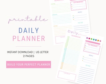 Druckbare Tagesplaner Seiten, US Letter Größe, Full Size