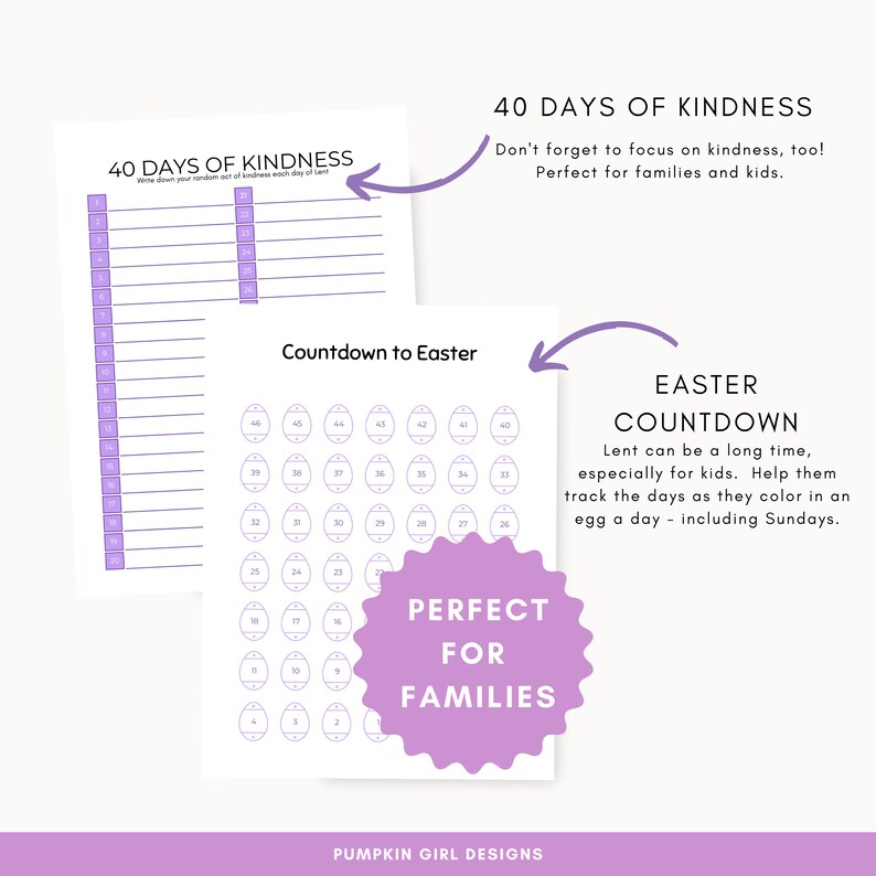 Lent Tracker Countdown Journal For Kids Families Adults Etsy