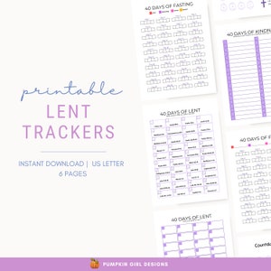 Lent Tracker, Countdown, Journal for Kids, Families, Adults