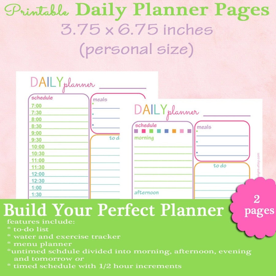 Daily Planner Pages, Personal Size Planner Pages, Printable Planner