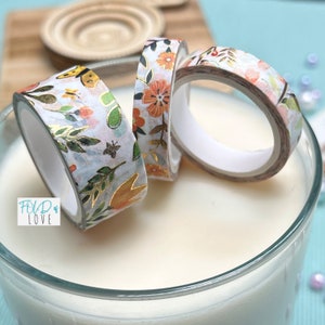 Set of 3 gold foil Japanese flower pattern washi tape - Bullet Journal, Decorative, Crafting, Scrapbooking, Planner, Masking Tape