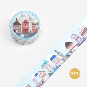BGM Japan Imported 20mm Europe Houses Foiled Washi Tape - Bullet Journal, Decorative, Crafting, Scrapbooking, Planner, Masking Tape