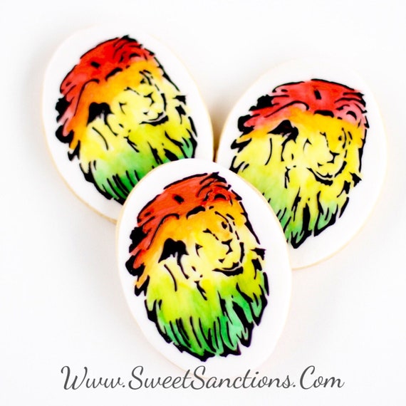 Half Dz Rasta Lion Cookies Symbol Of Jamaican Culture Etsy