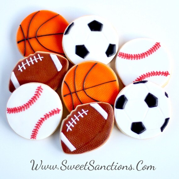 Half Dz Sports Balls Cookie Set Pick One Or All Birthday Etsy