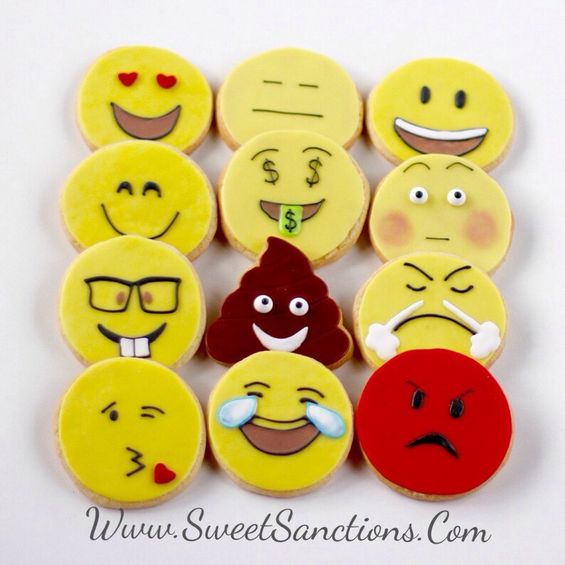 1 Dz. Emoji Cookies A Box of Emotions Will Send Anyone on a Etsy