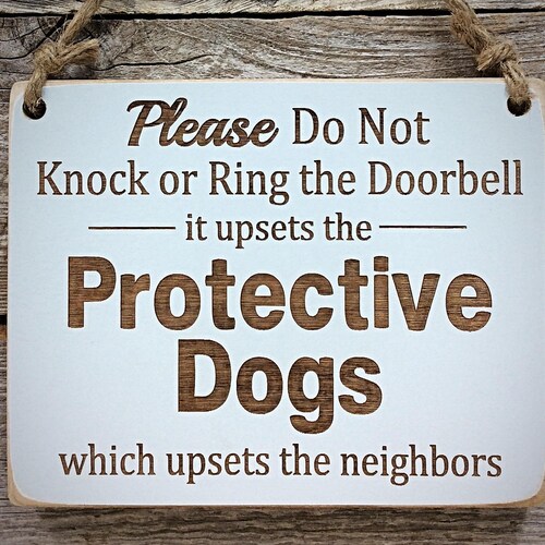 Protective Dogs Front Door Sign Do Not Disturb Sign Dog Etsy