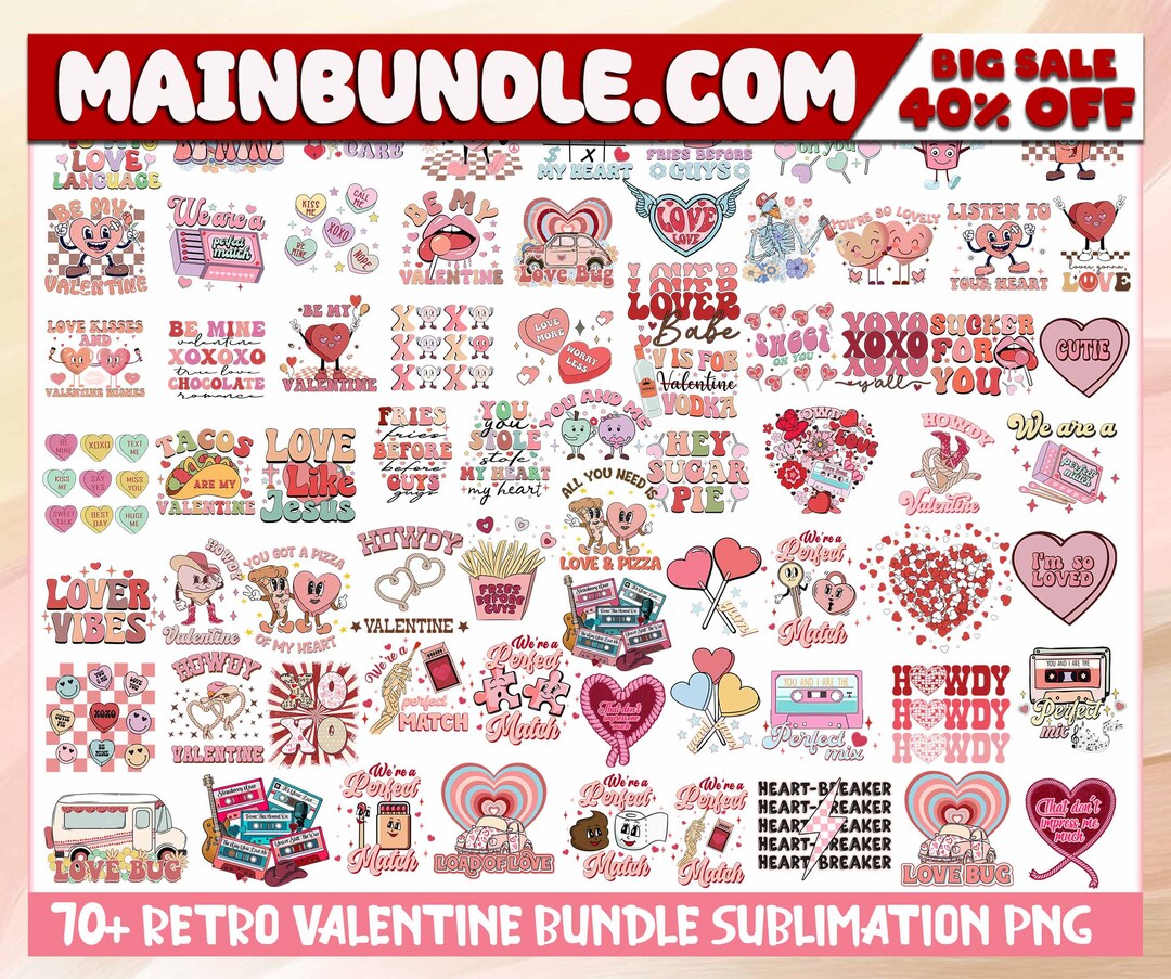 Retro Valentine Day Clipart Bundle Valentine Day Clipart - Etsy