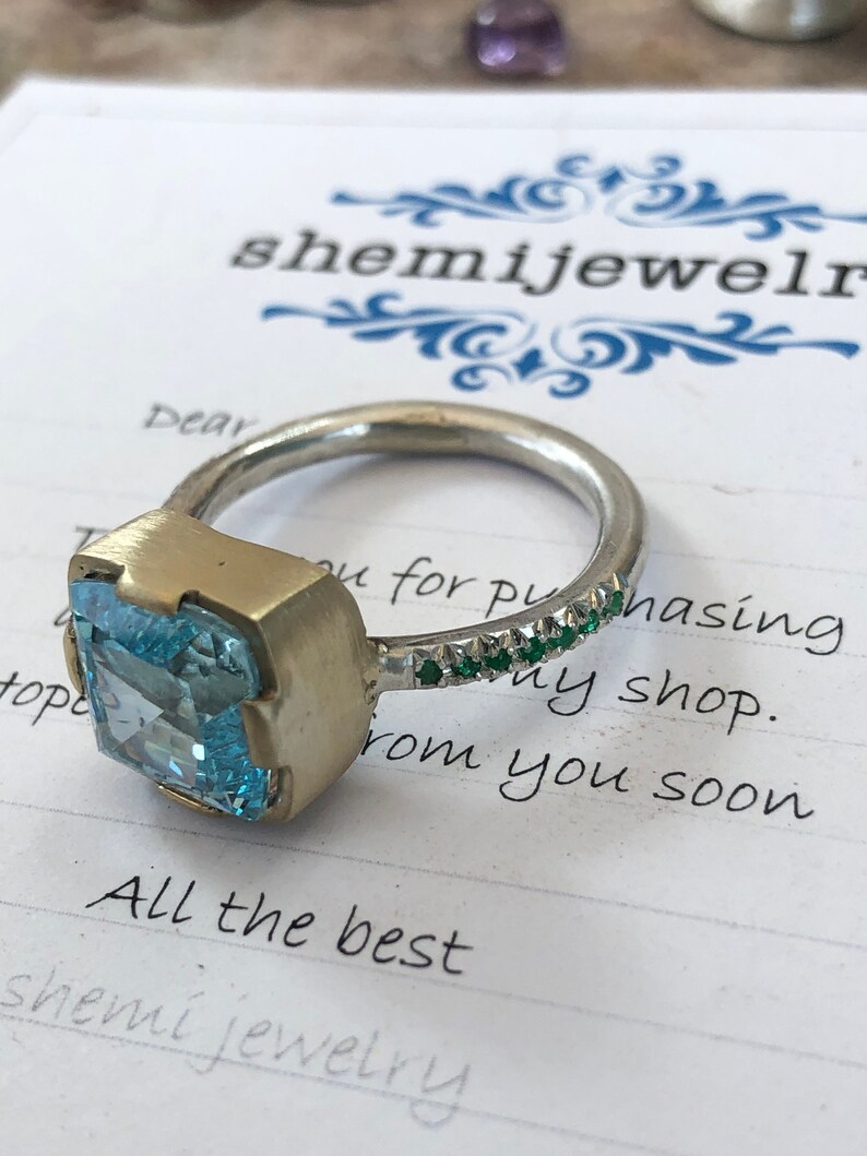 Sold out Aquarium ring aquarium Emerald ring Square ring Etsy