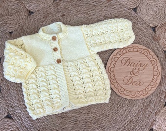 Baby Sweater | Size 0000 000 0-3m | Baby jumper | knitted cardigan | baby girl | handmade baby clothes | knit jacket