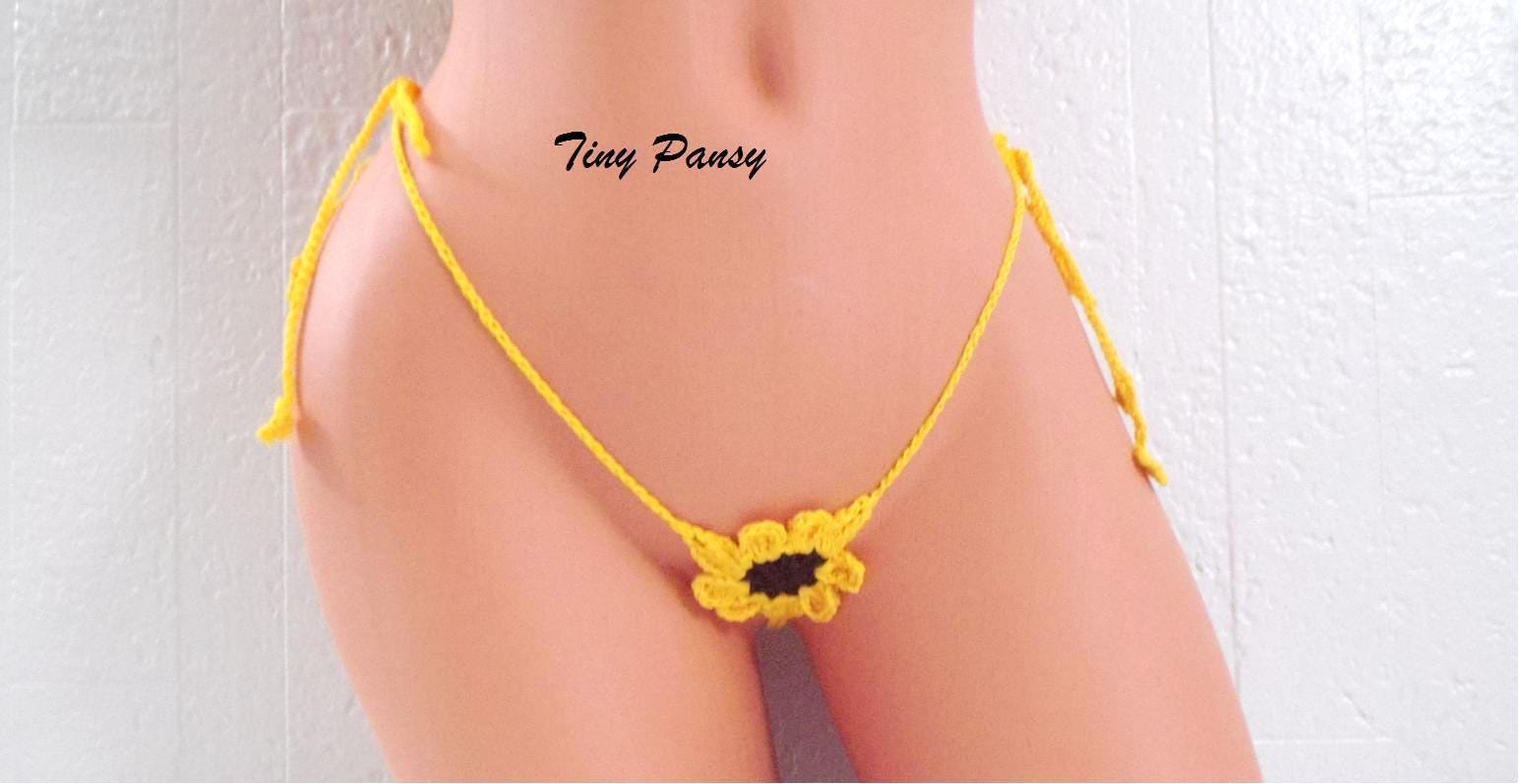 Sun Flower Micro Thong Crochet Gstring Bikini Set by Tiny Etsy
