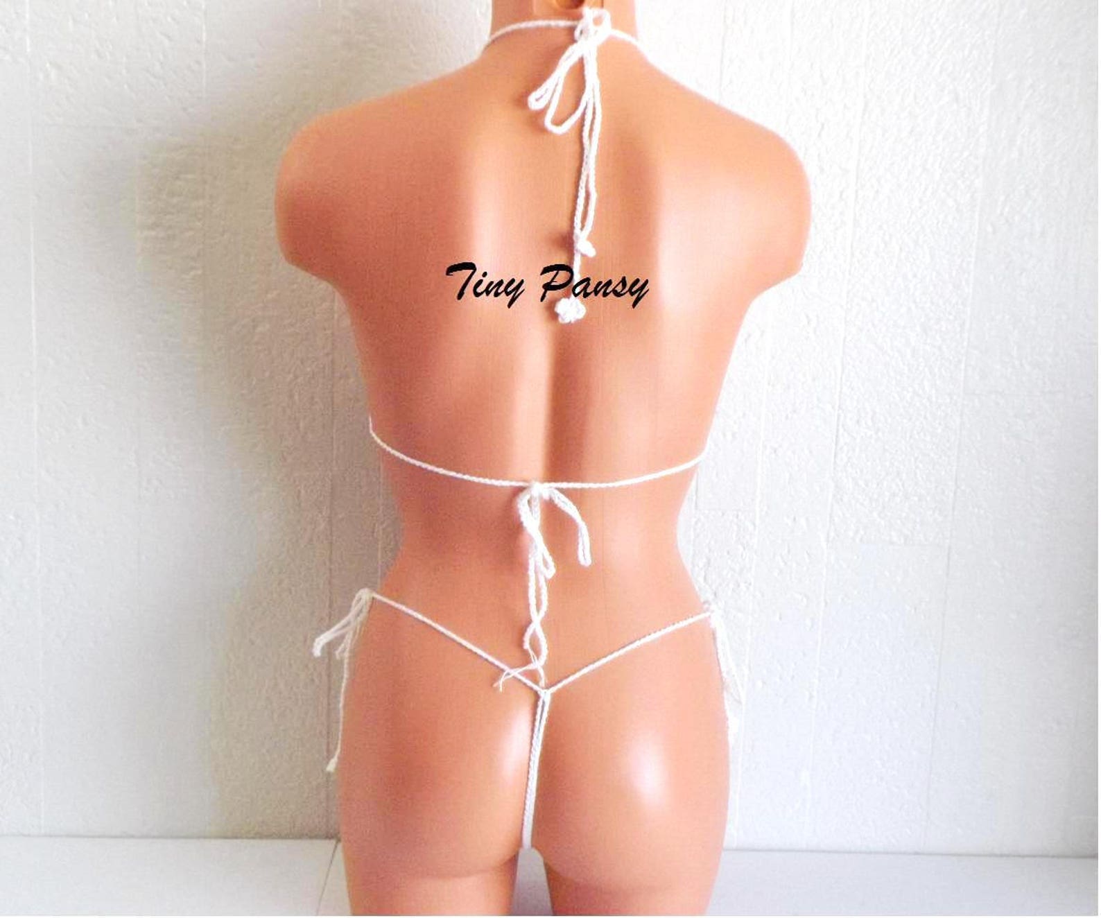 Daisy Micro Thong Crochet Gstring Bikini Set by Tiny Pansy Etsy 日本