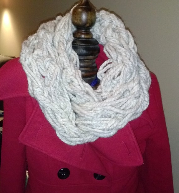 Items similar to Cream Knitted Wool Infinity Scarf on Etsy